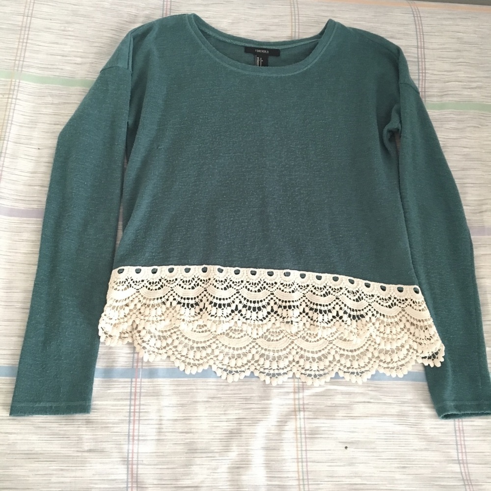 F21 mid-dark sea green long sleeve